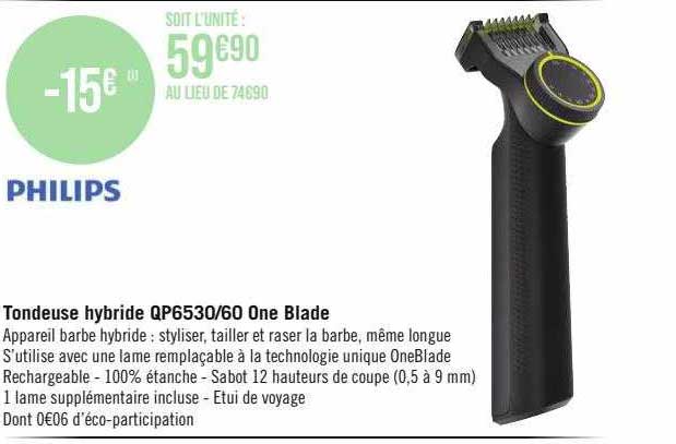 Tondeuse Hybride Qp6530 60 One Blade Philips
