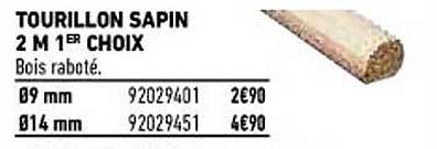tourillon sapin 2m 1er choix