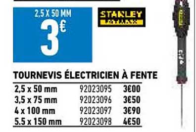 tournevis électricien à fente stanley