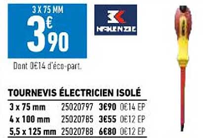 tournevis électricien isolé