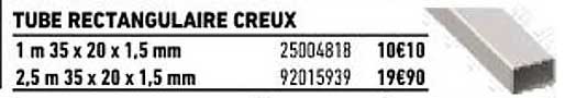 tube rectangulaire creux