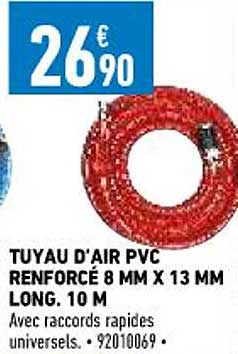 tuyau d'air pvc renforcé 8 mm x 13 mm long 10 m