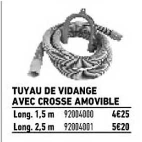 tuyau de vidange avec crosse amovible