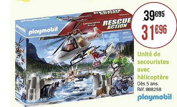 unité de secouristes avec hélicoptère playmobil
