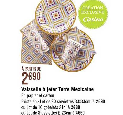 vaisselle à jeter terre mexicaine