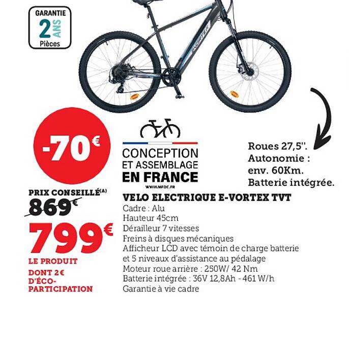 Vélo électrique E-vortex Tvt