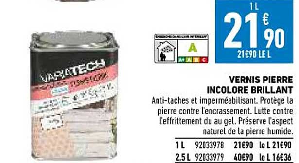 vernis pierre incolore brillant variatech