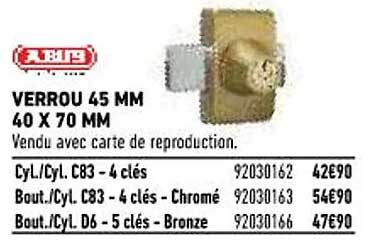 verrou 45 mm 40 x 70 mm