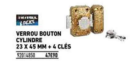 verrou bouton cylindre 23 x 45 mm + 4 clés