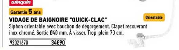 vidage de baignoire "quick-clac" wirquin