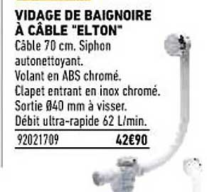 vidage de baignoire à câble "elton"