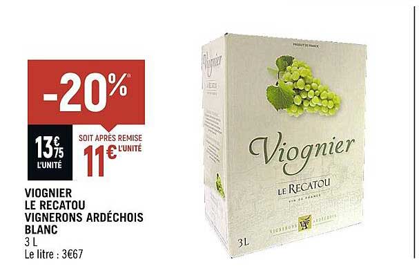 Viognier Le Recatou Vignerons Ardéchois Blanc