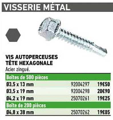 vis autoperceuses tête hexagonale