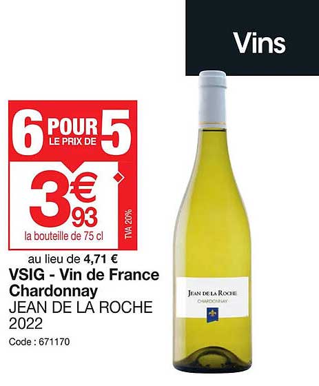 vsig - vin de france chardonnay jean de la roche 2022
