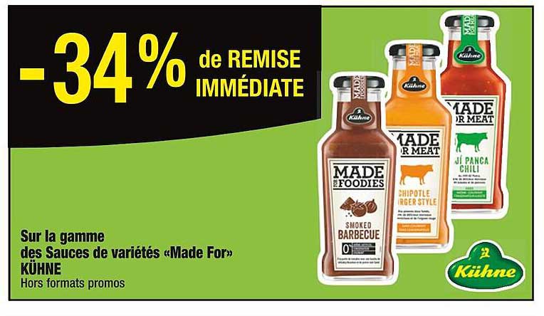 -34% sur la gamme des sauces variétés made for kühne