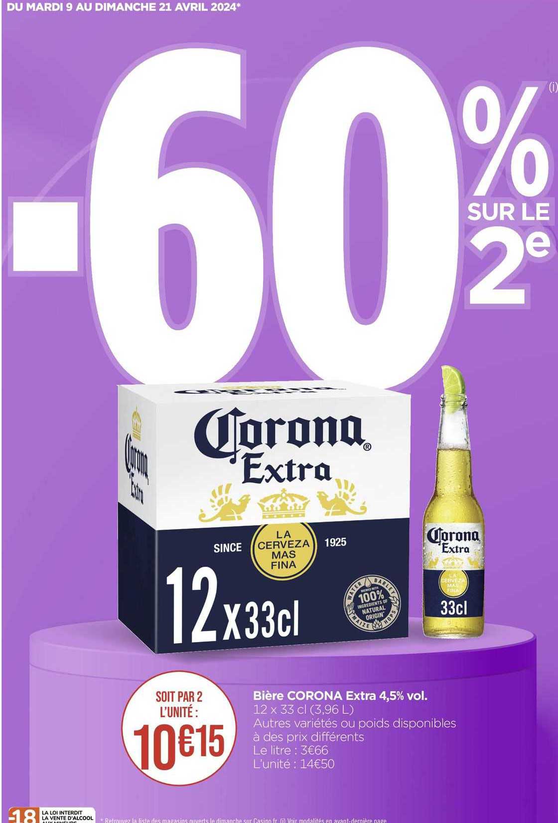 Bière Corona Extra 4,5% Vol