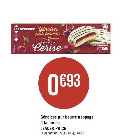 génoises pur beurre nappage à la cerise leader price
