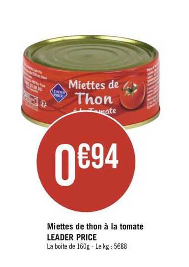 miettes de thon à la tomate leader price