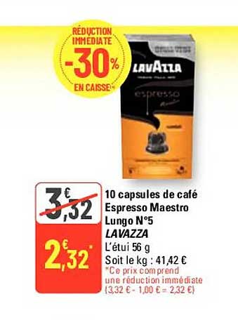 10 capsules de café espresso maestro lungo n°5 lavazza