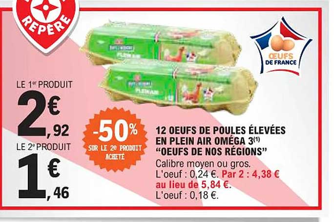 12 œufs De Poules élevées En Plein Air Oméga 3 "œufs De Nos Régions"