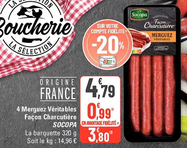 4 merguez véritables façon charcutière socopa