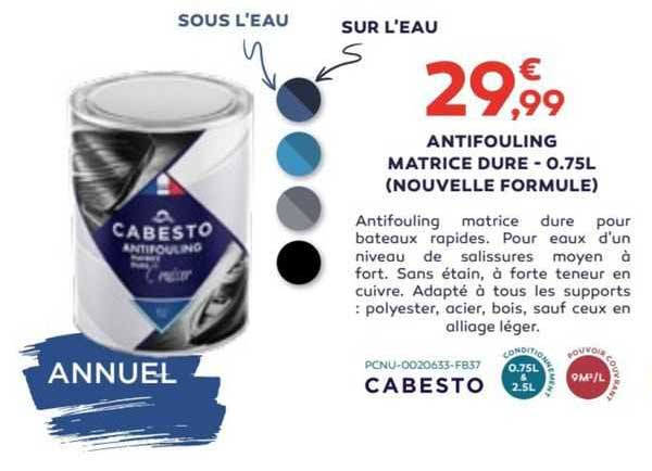 antifouling matrice dure - 0.75 l (nouvelle formule)