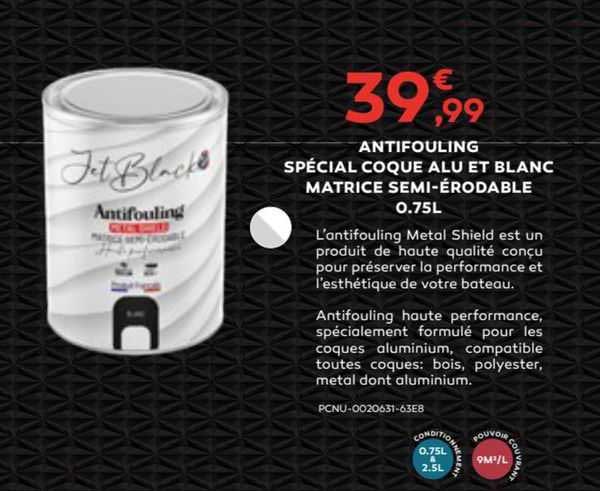 antifouling spécial coque alu et blanc matrice semi-érodable 0.75 l