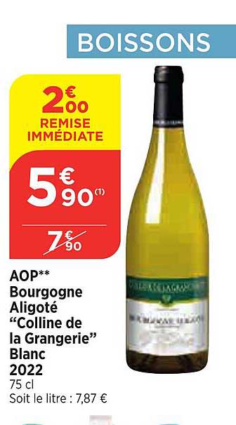 aop bourgogne aligote "colline de la grangerie" blanc 2022