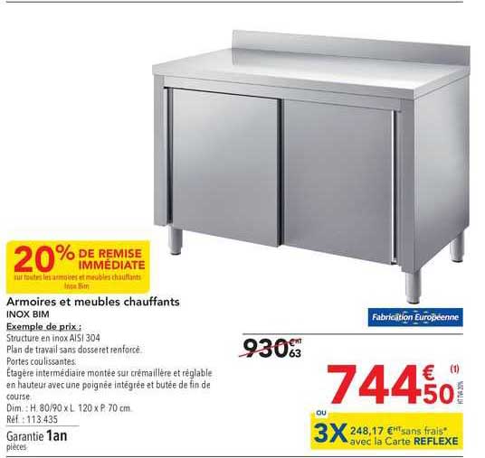 armoires et meuble chauffants inox bim