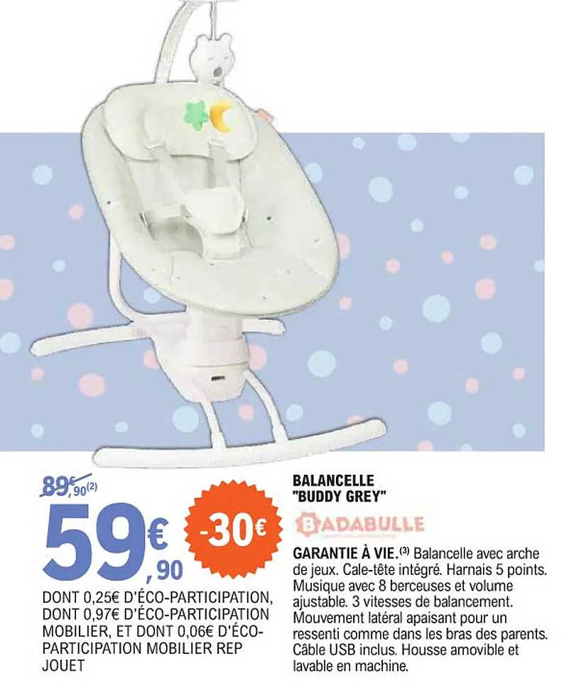 balancelle "buddy grey" badabulle
