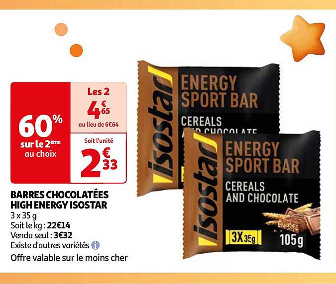 barres chocolatées high energy isostar