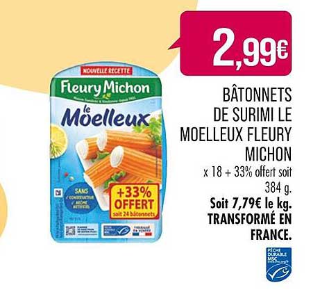 bâtonnets de surimi le moelleux fleury michon