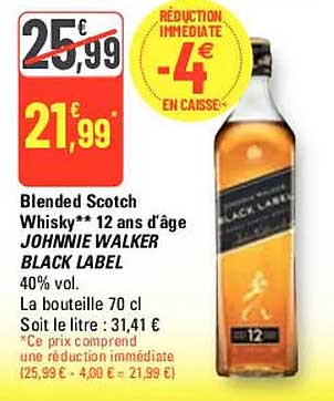 blended scotch whisky 12 ans d'âge johnnie walker black label 40% vol