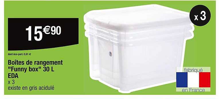 boîtes de rangement "funny box" 30 l eda