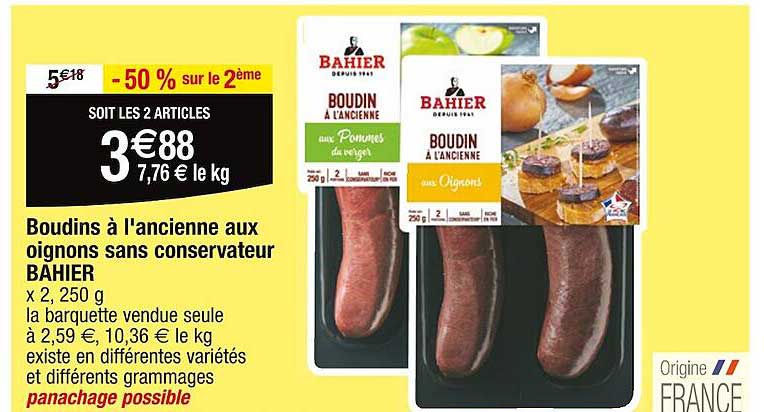 boudins à l'ancienne aux oignons sans conservateur bahier
