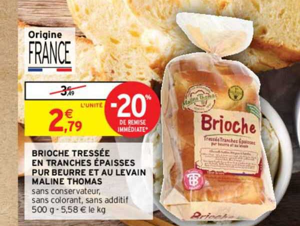 brioche tressée en tranches épaisse pur beurre et au levain maline thomas