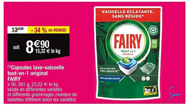 capsules lave-vaisselle tout-en-1 original fairy