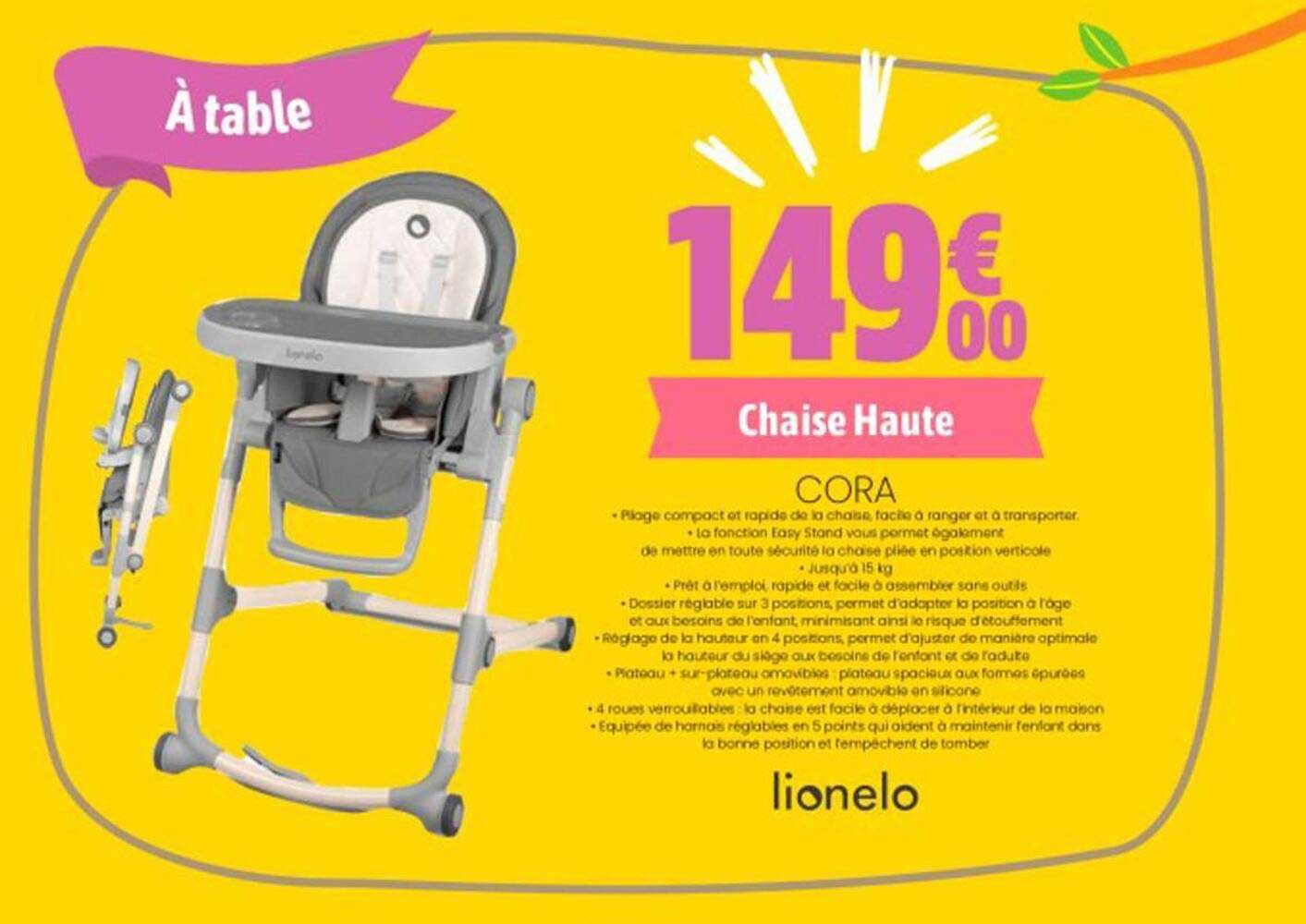 chaise haute cora lionelo