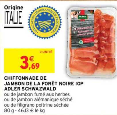 chiffonnade de jambon de la forêt noire IGP adler schwarzwald