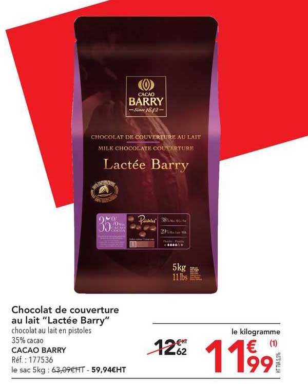 chocolat de couverture au lait "lactée barry" cacao barry