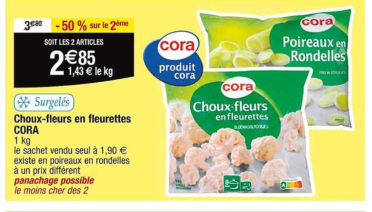 choux-fleurs en fleurettes cora