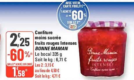 confiture moins sucrée fruits rouges intenses bonne maman