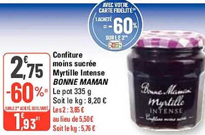 confiture moins sucrée myrtille intense bonne maman
