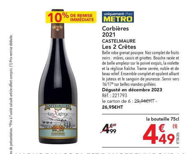 Corbières 2021 Castelmaure Les 2 Crêtes