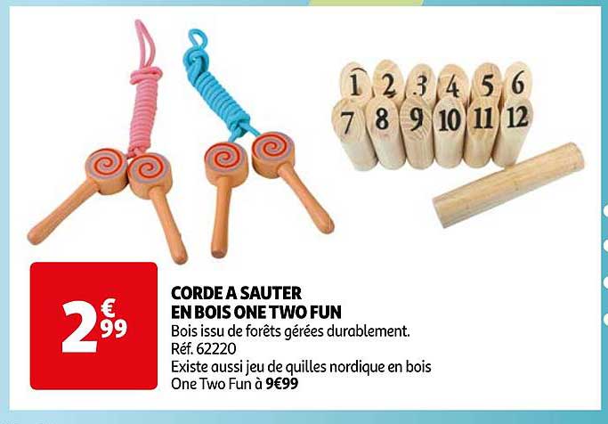 corde à sauter en bois one two fun