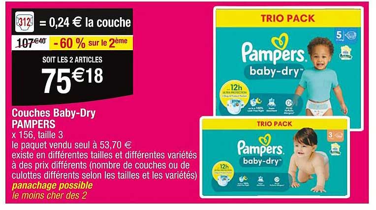 couches baby-dry pampers