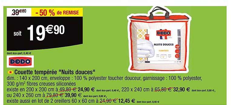 couette tempérée "nuits douces" dodo