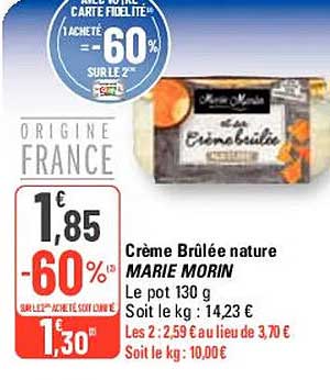 crème brûlée nature marie morin