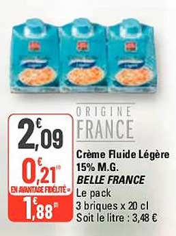 Crème Fluide Légère 15% M.g. Belle France
