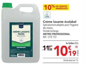 crème lavante écolabel metro professional